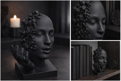 Modern Abstract Face Sculpture | Minimalist Woman Head Statue with Hand | Contemporary Art Decor | Unique Home Accent | Housewarming Gift