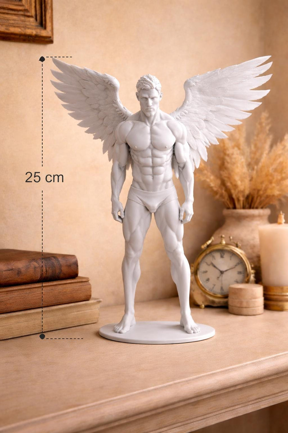 Male Angel Statue | Winged Warrior Sculpture | Gothic & Shelve Decor Gift