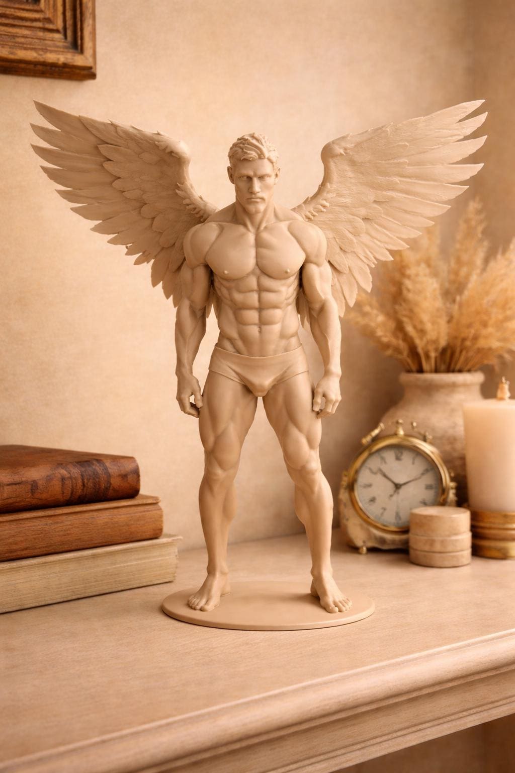Male Angel Statue | Winged Warrior Sculpture | Gothic & Shelve Decor Gift