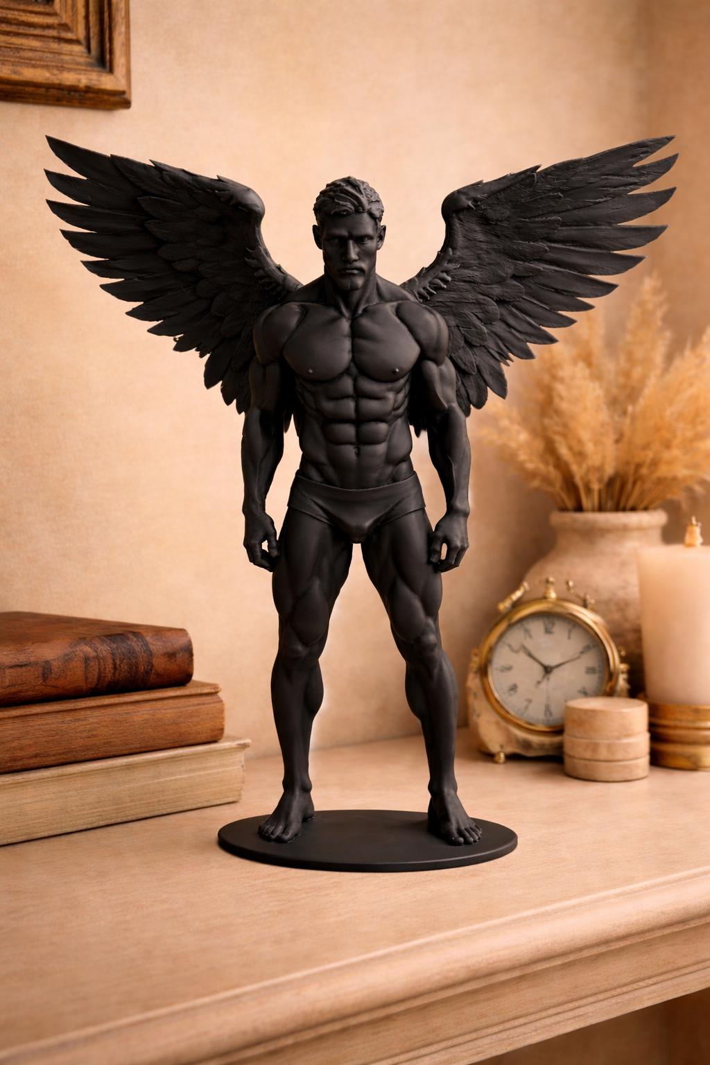 Male Angel Statue | Winged Warrior Sculpture | Gothic & Shelve Decor Gift