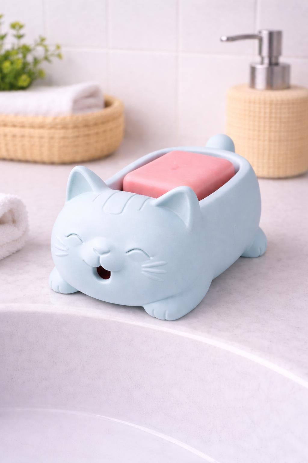 Cat Soap Holder | Minimalist Draining Dish | Cat Lover Bathroom Accessory | New Home Gift
