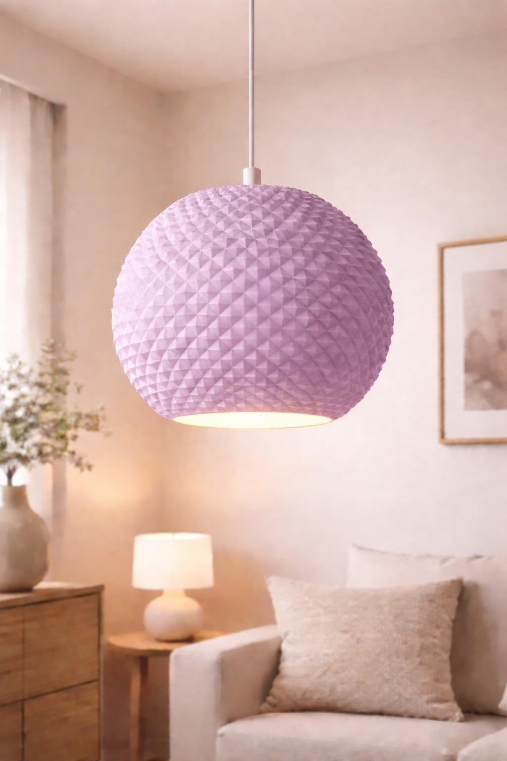 Modern Round Lampshade | Geometric Pendant Shade | Minimalist Ceiling Light Shade | Faceted Lamp Cover | Contemporary Home Decor