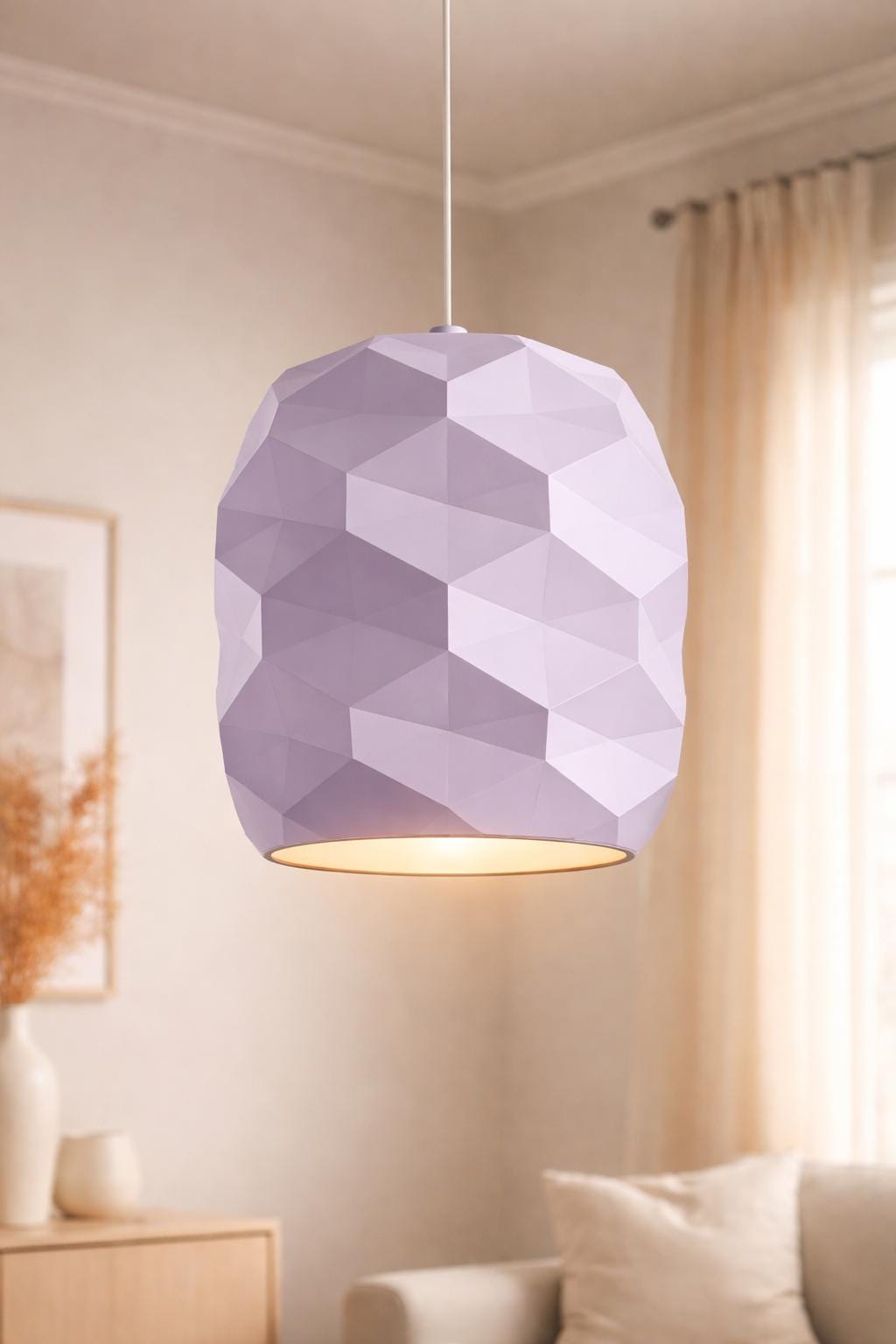 Modern Lampshade | Geometric Light Shade | Minimalist Pendant Shade | Faceted Ceiling Lamp Shade | Contemporary Home Decor
