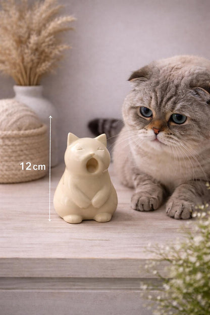 Yawning Cat Figurine | Cat Lover Gift | Minimal Home Decor | Desk Accessory