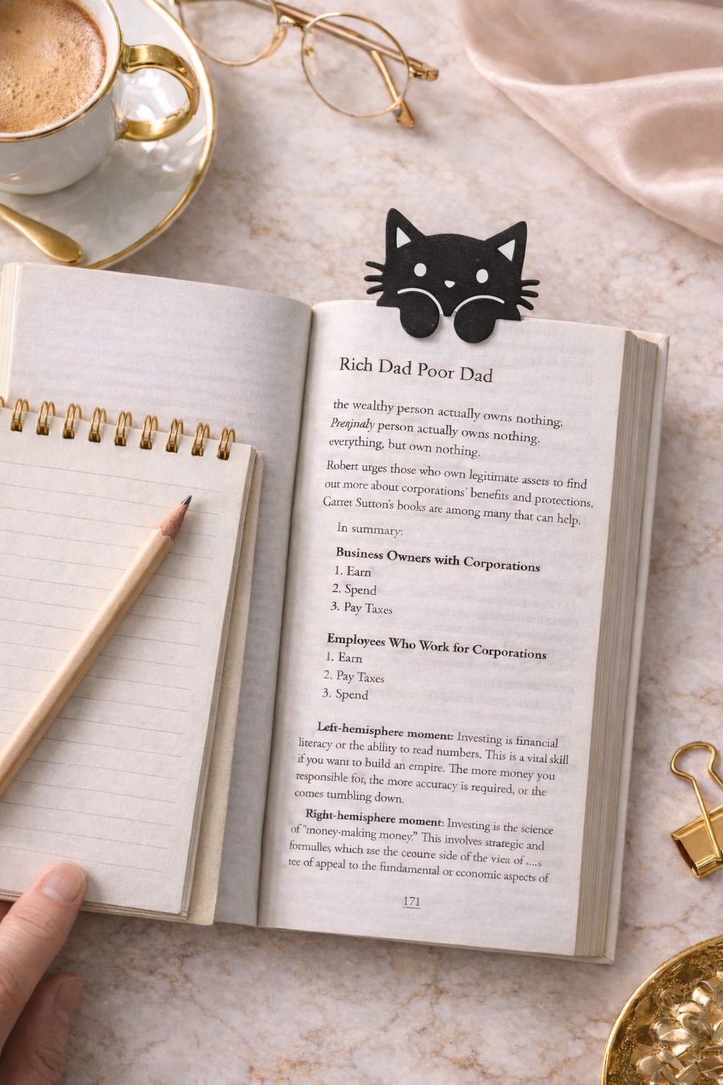 Cat Bookmark | Modern Gift For Book Lover | Minimalist Book Accessory