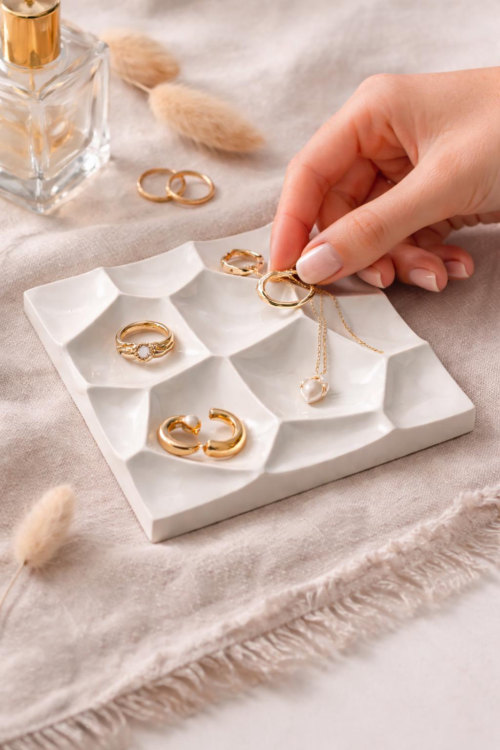 Jewellery Organiser | Ring Holder Tray | Vanity Jewellery Storage | Gift for Her