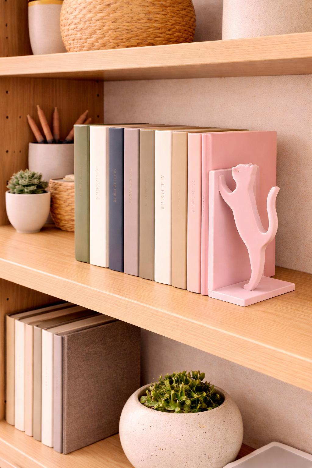 Cat Bookend | Minimalist Book Holder | Modern Shelf Decor | Desk Book Support