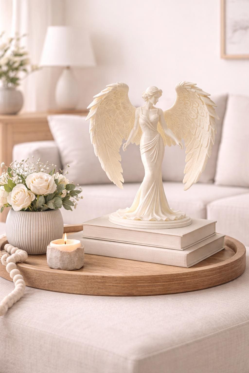 Angel Figurine Statue | Angel Wings Sculpture | Modern Angel Decor | Minimalist Home Accent | Memorial Gift Idea
