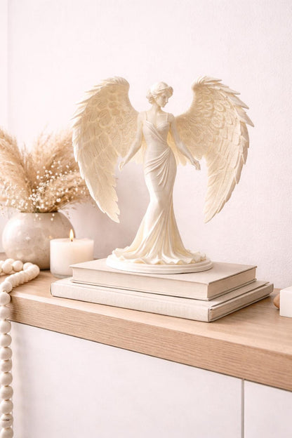 Angel Figurine Statue | Angel Wings Sculpture | Modern Angel Decor | Minimalist Home Accent | Memorial Gift Idea