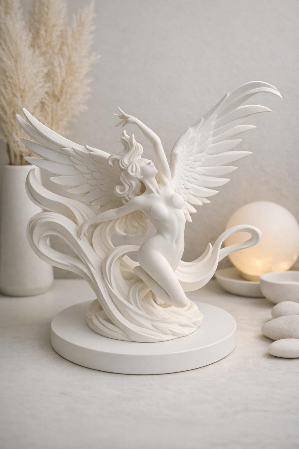 Angel Statue Decor | Winged Angel Sculpture | Heavenly Home Accent | Memorial & Spiritual Gift