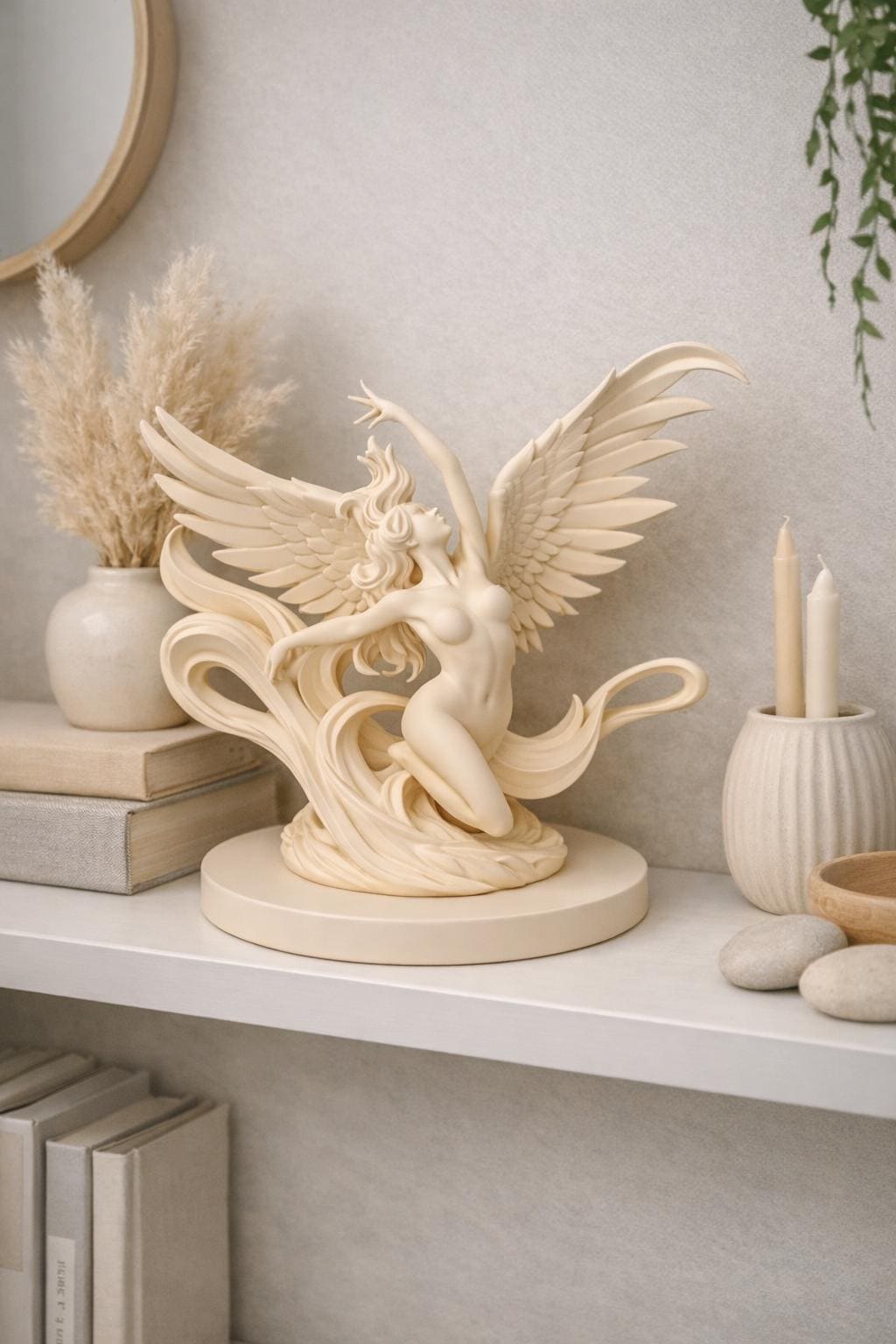 Angel Statue Decor | Winged Angel Sculpture | Heavenly Home Accent | Memorial & Spiritual Gift