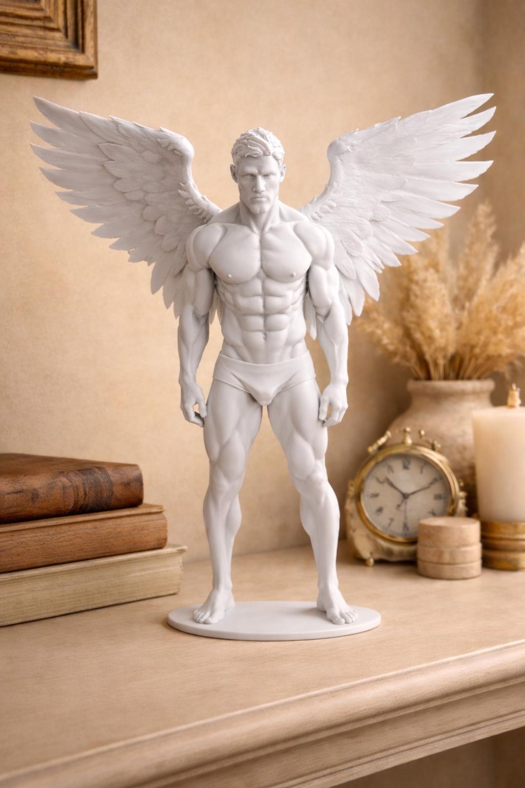Male Angel Statue | Winged Warrior Sculpture | Gothic & Shelve Decor Gift