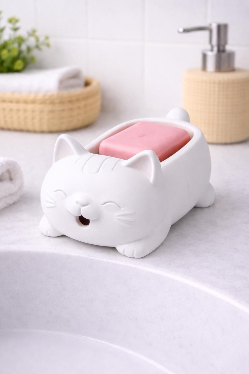 Cat Soap Holder | Minimalist Draining Dish | Cat Lover Bathroom Accessory | New Home Gift