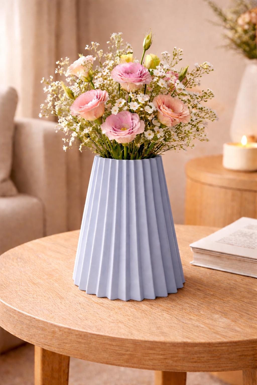 Modern Decorative Vase | Minimalist Ribbed Vase | Housewarming Gift