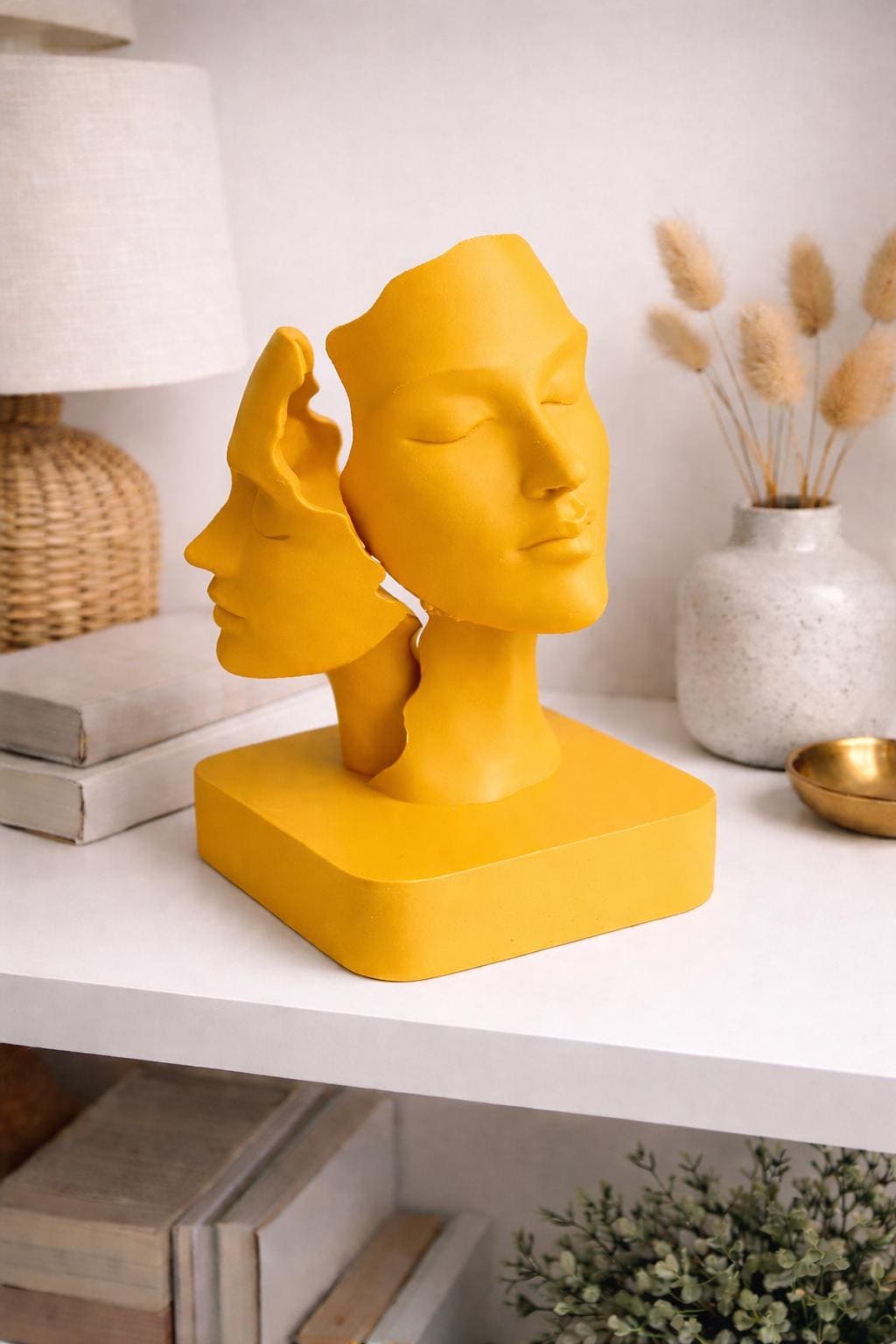 Dual Face Sculpture | Abstract Greek Face Statue | Modern Home and Shelve Decor