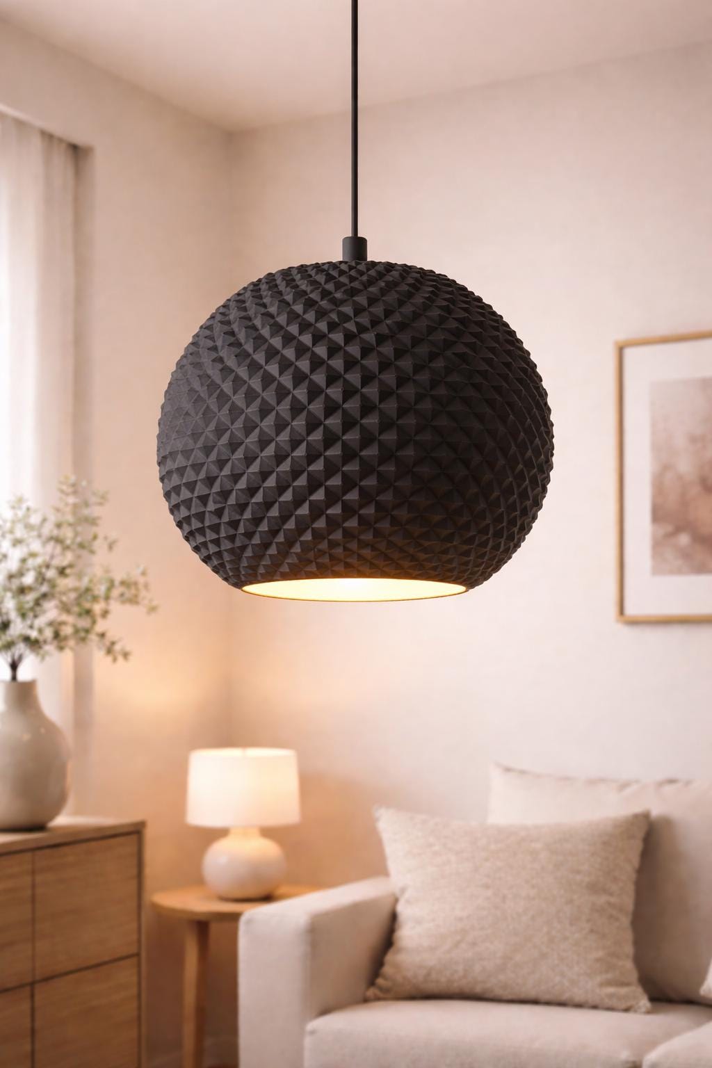 Modern Round Lampshade | Geometric Pendant Shade | Minimalist Ceiling Light Shade | Faceted Lamp Cover | Contemporary Home Decor