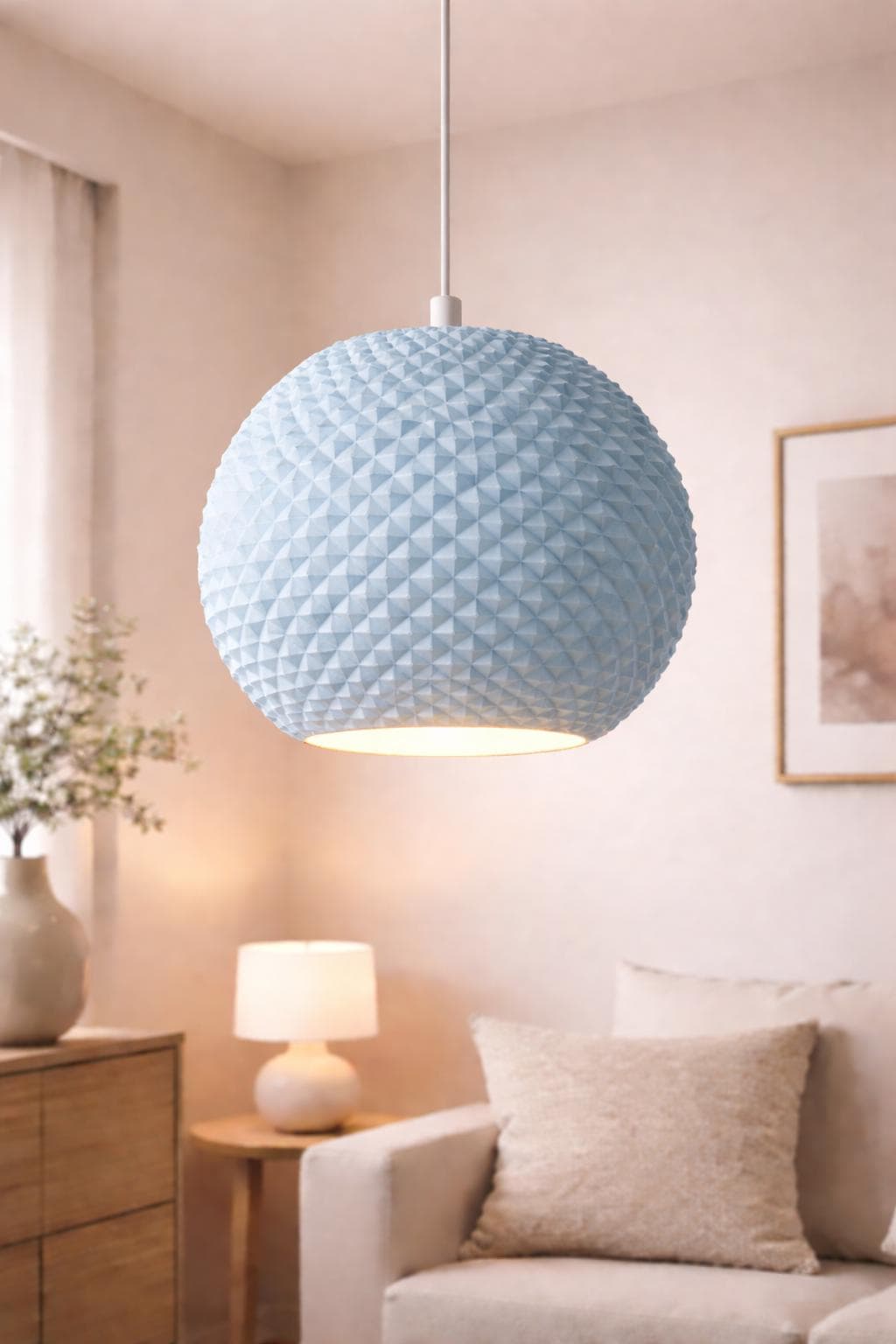 Modern Round Lampshade | Geometric Pendant Shade | Minimalist Ceiling Light Shade | Faceted Lamp Cover | Contemporary Home Decor