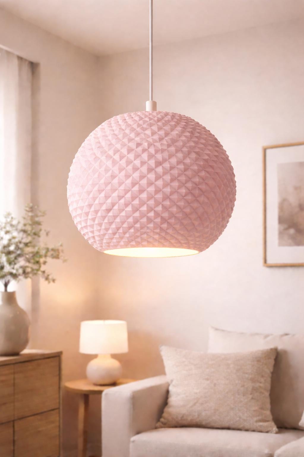 Modern Round Lampshade | Geometric Pendant Shade | Minimalist Ceiling Light Shade | Faceted Lamp Cover | Contemporary Home Decor