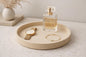 Minimalist Round Tray | Ribbed Catchall Tray | Modern Vanity Tray | Beige Home Decor | Jewellery Dish | Coffee Table Decor