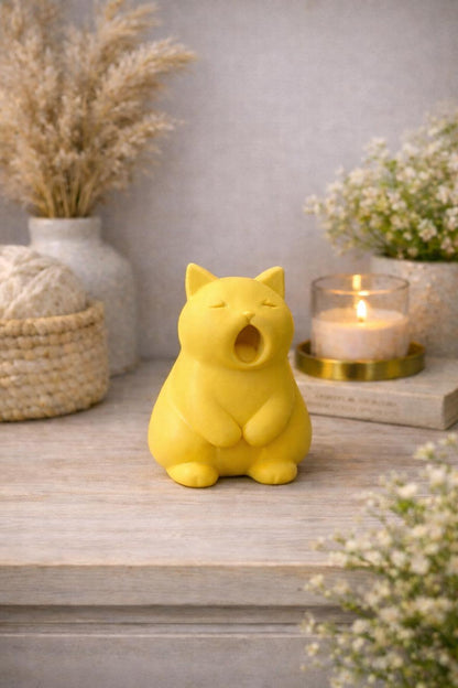Yawning Cat Figurine | Cat Lover Gift | Minimal Home Decor | Desk Accessory
