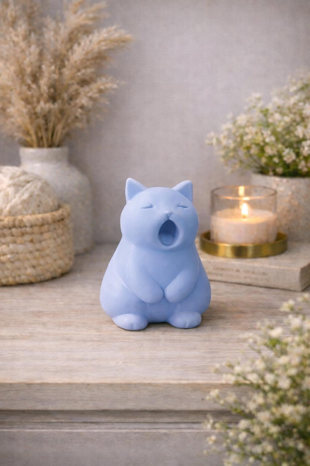 Yawning Cat Figurine | Cat Lover Gift | Minimal Home Decor | Desk Accessory