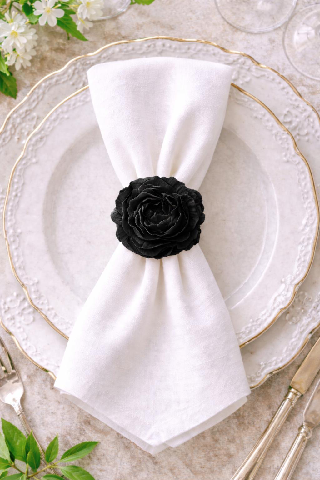 Rose Napkin Ring Holder | Handmade Wedding and Restaurant Table Decor | Floral and Modern Ambient