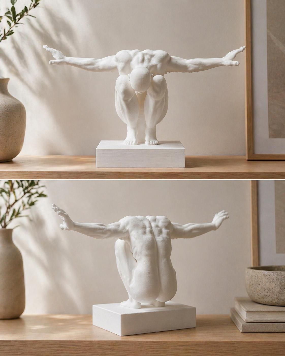 Abstract Male Figure Sculpture | Modern Shelf Decor | Athletic Body Art Gift | Olympic Inspired Diver Statue