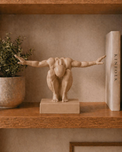 Abstract Male Figure Sculpture | Modern Shelf Decor | Athletic Body Art Gift | Olympic Inspired Diver Statue