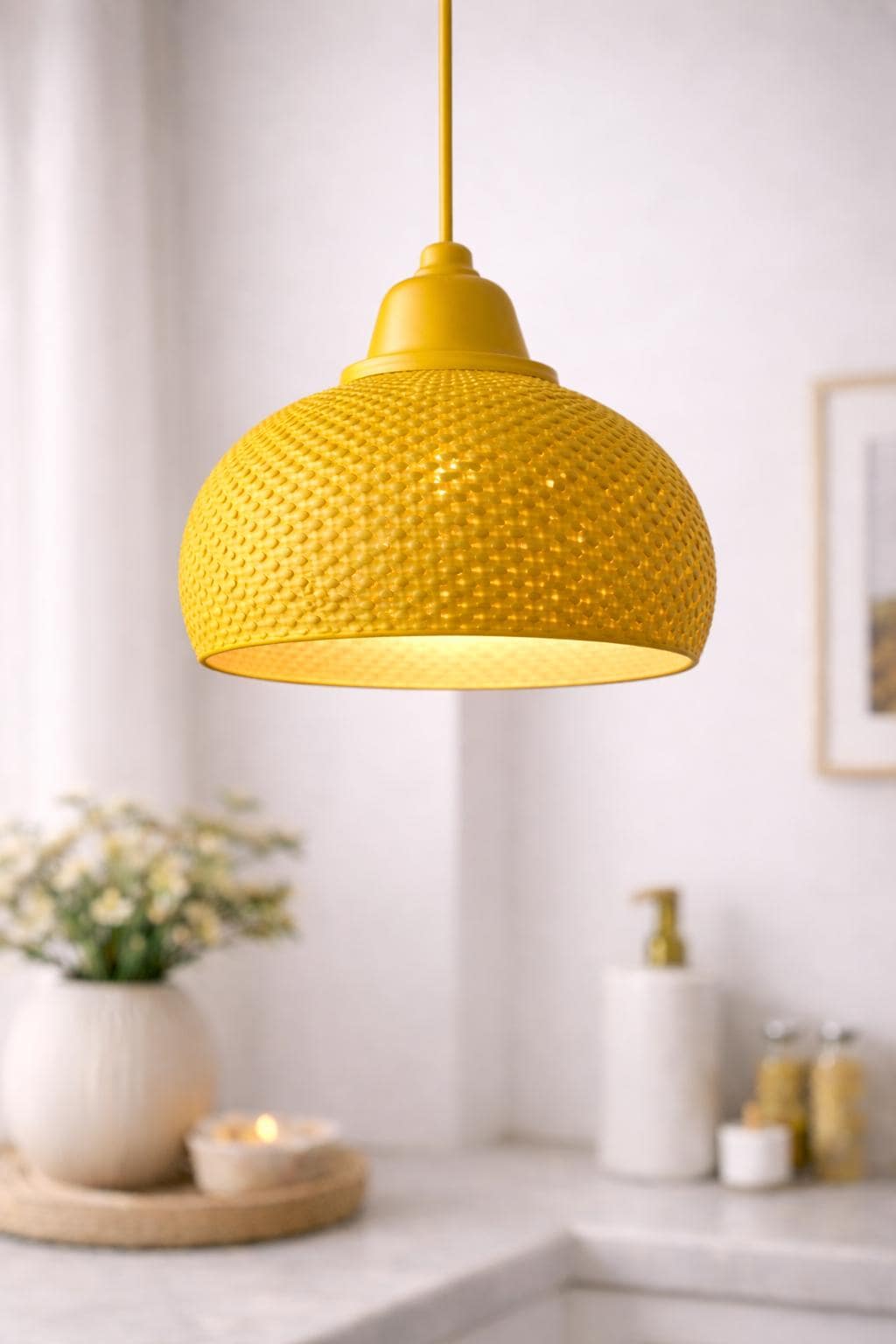 Textured Pendant Lampshade | Modern Ceiling Light Shade | Neutral Hanging Lamp Shade | Minimalist Home Lighting Decor