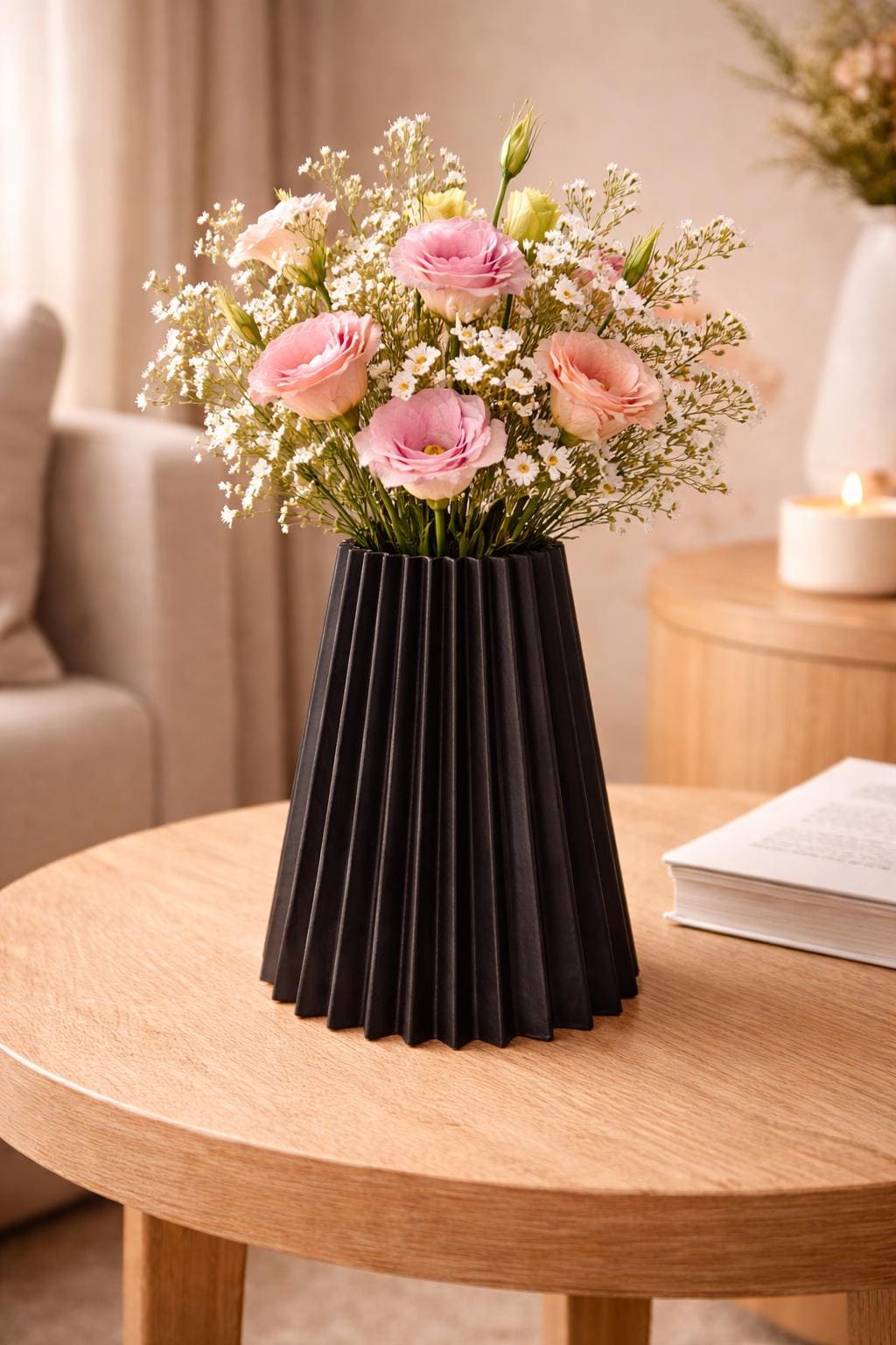 Modern Decorative Vase | Minimalist Ribbed Vase | Housewarming Gift