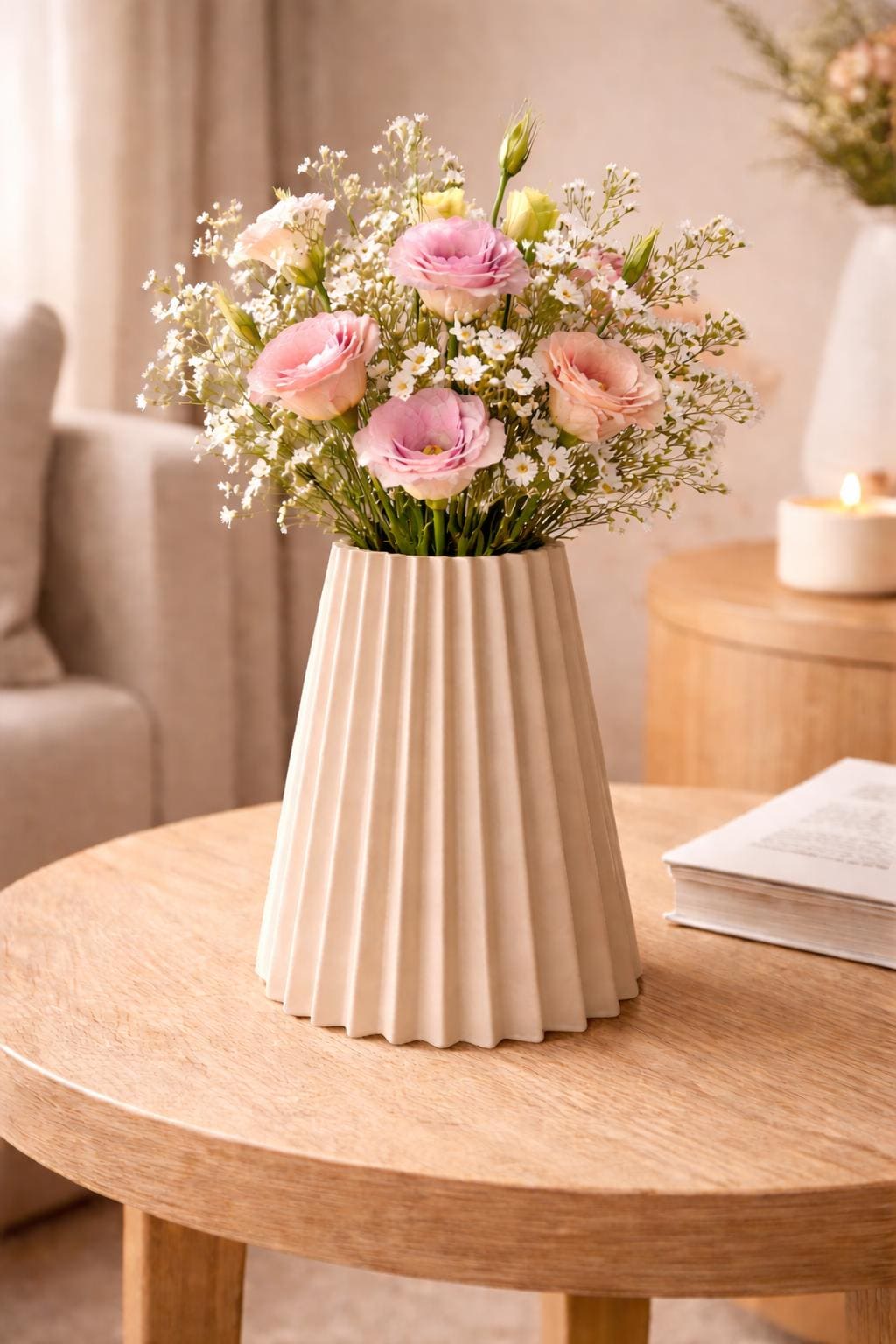 Modern Decorative Vase | Minimalist Ribbed Vase | Housewarming Gift