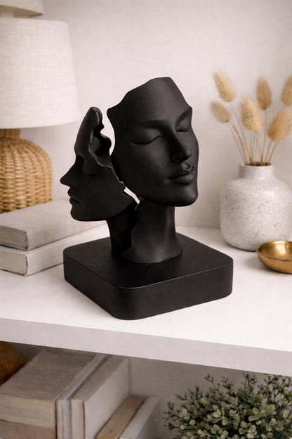 Dual Face Sculpture | Abstract Greek Face Statue | Modern Home and Shelve Decor