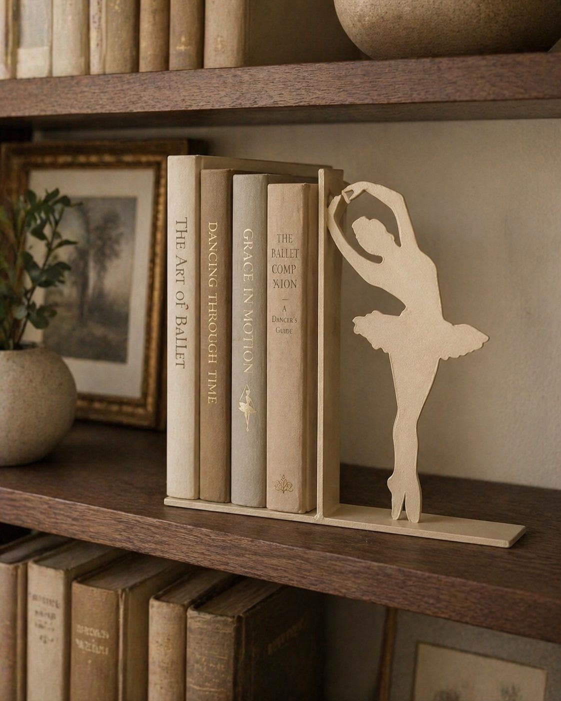 Ballerina Bookend | Elegant Ballet Dancer Shelf Decor | Book Lover Gift | Ballet Room Bookshelf Decor