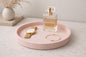 Minimalist Round Tray | Ribbed Catchall Tray | Modern Vanity Tray | Beige Home Decor | Jewellery Dish | Coffee Table Decor