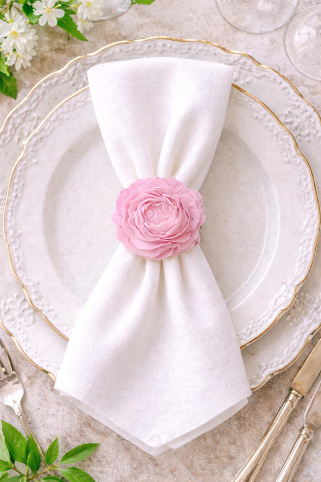 Rose Napkin Ring Holder | Handmade Wedding and Restaurant Table Decor | Floral and Modern Ambient