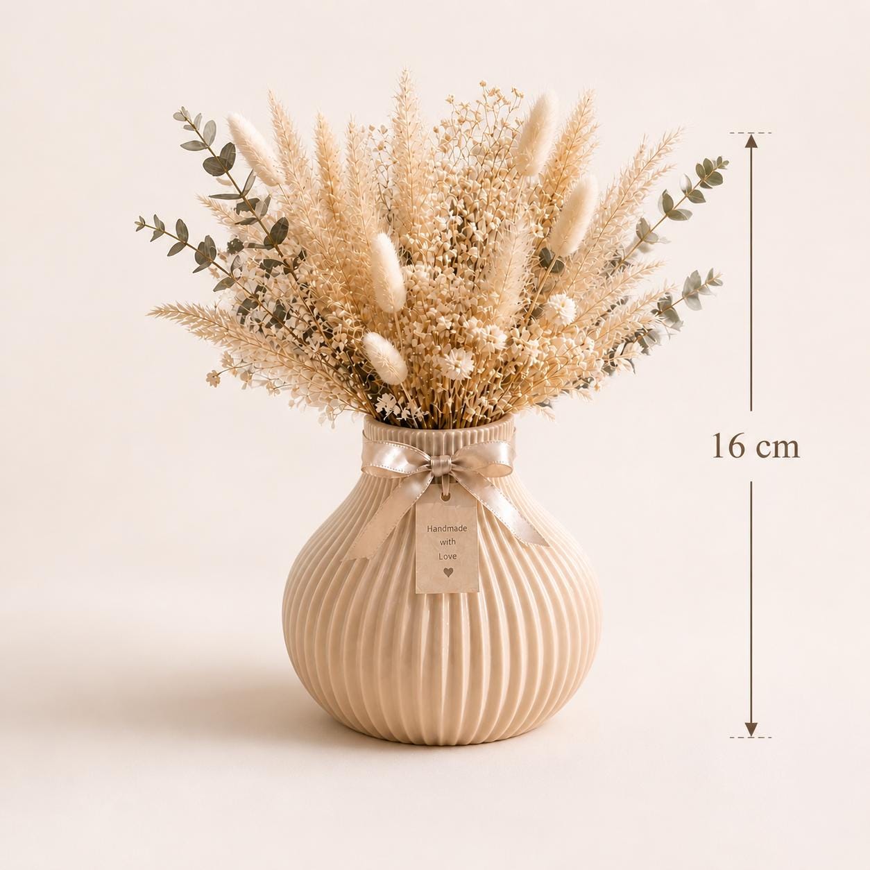 Ribbed Vases & Tray Set | Neutral Summer Flower Arrangement | Coffee Table Centrepiece | Minimalist Home Decor Gift