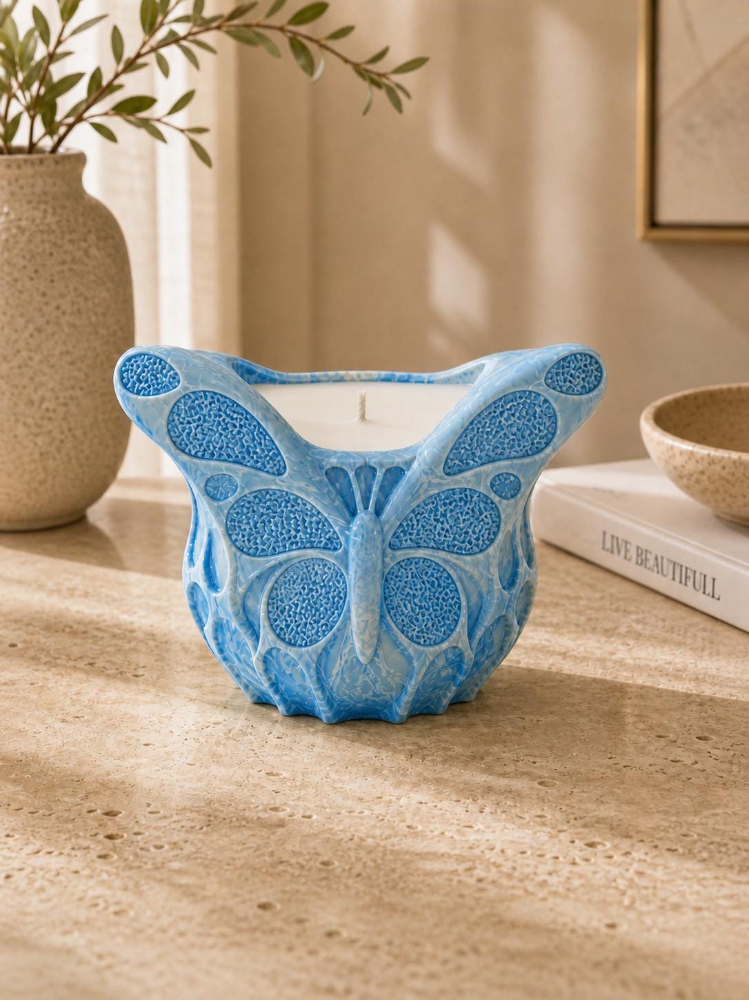 Butterfly Candle Holder | Unique Decorative Candle Bowl | Handmade Home Decor | Housewarming Gift