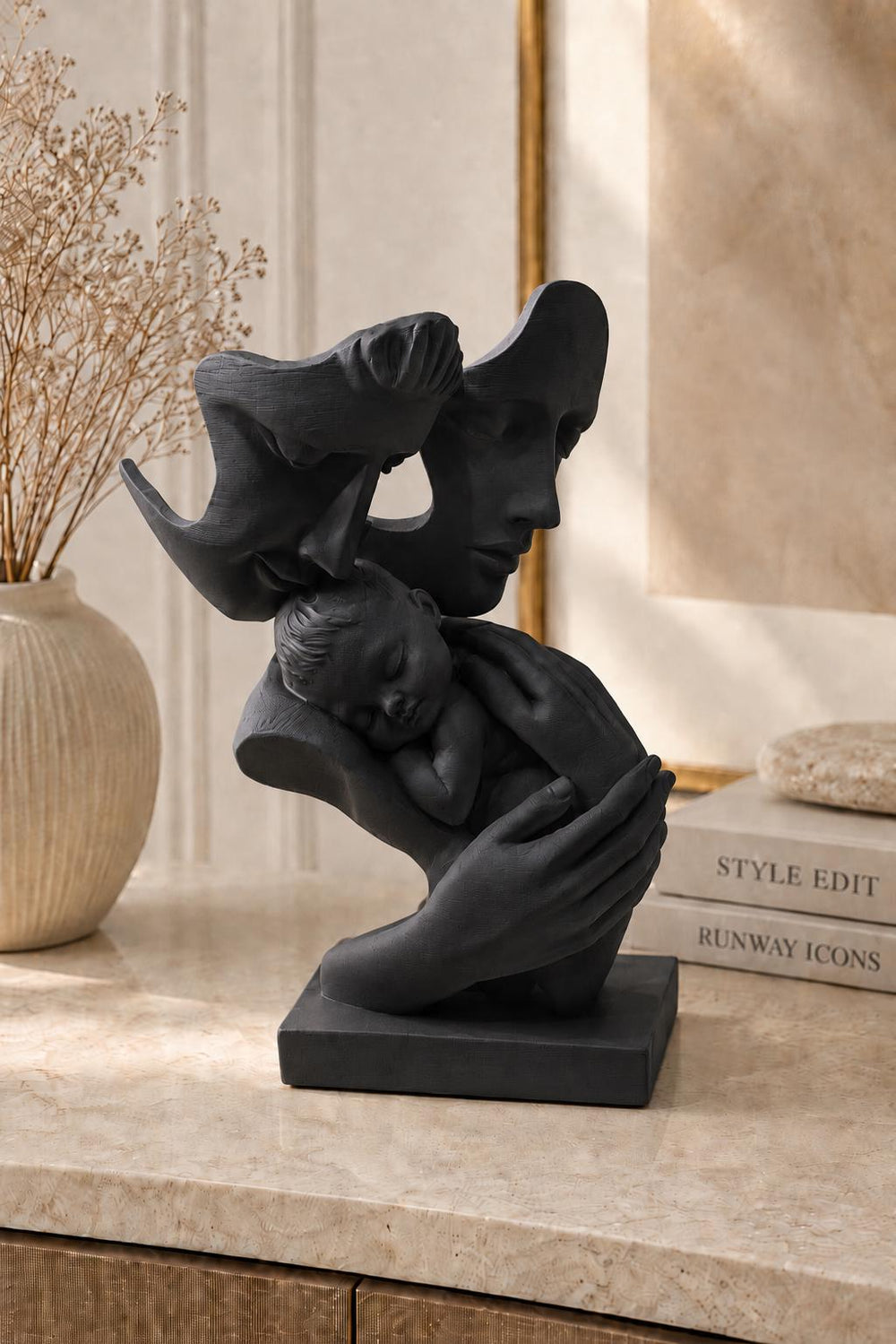 Mother and Baby Abstract Statue | Guardian Angel Sculpture | New Mum Gift | Family Statue