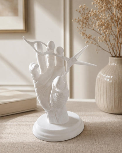 Hairdresser Hand Statue | Scissors Sculpture | Hairstylist Salon Decor | Barber Ornament | Salon Shelf Decor Gift
