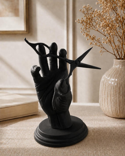 Hairdresser Hand Statue | Scissors Sculpture | Hairstylist Salon Decor | Barber Ornament | Salon Shelf Decor Gift