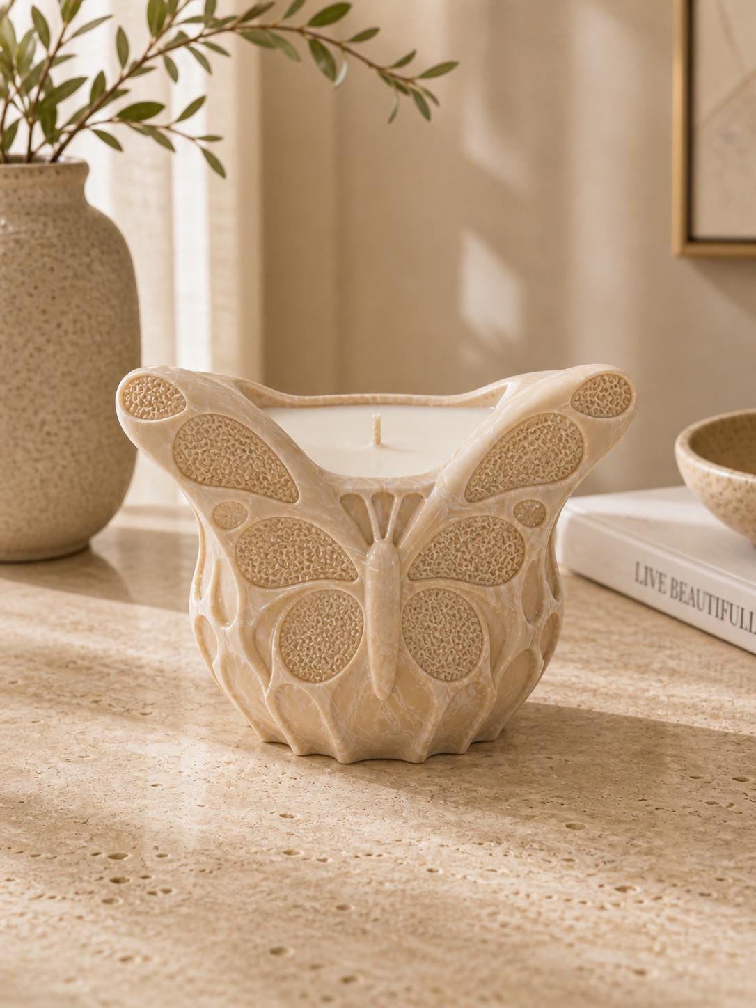 Butterfly Candle Holder | Unique Decorative Candle Bowl | Handmade Home Decor | Housewarming Gift