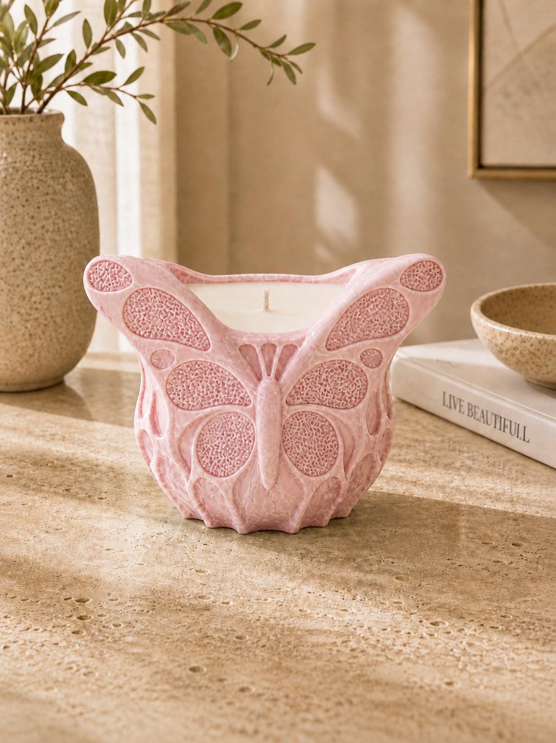 Butterfly Candle Holder | Unique Decorative Candle Bowl | Handmade Home Decor | Housewarming Gift