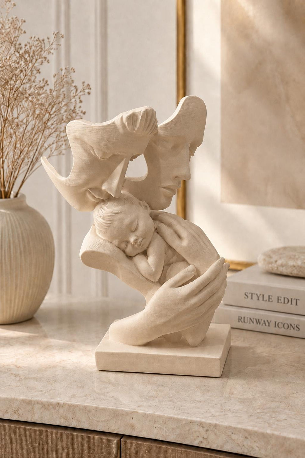 Mother and Baby Abstract Statue | Guardian Angel Sculpture | New Mum Gift | Family Statue