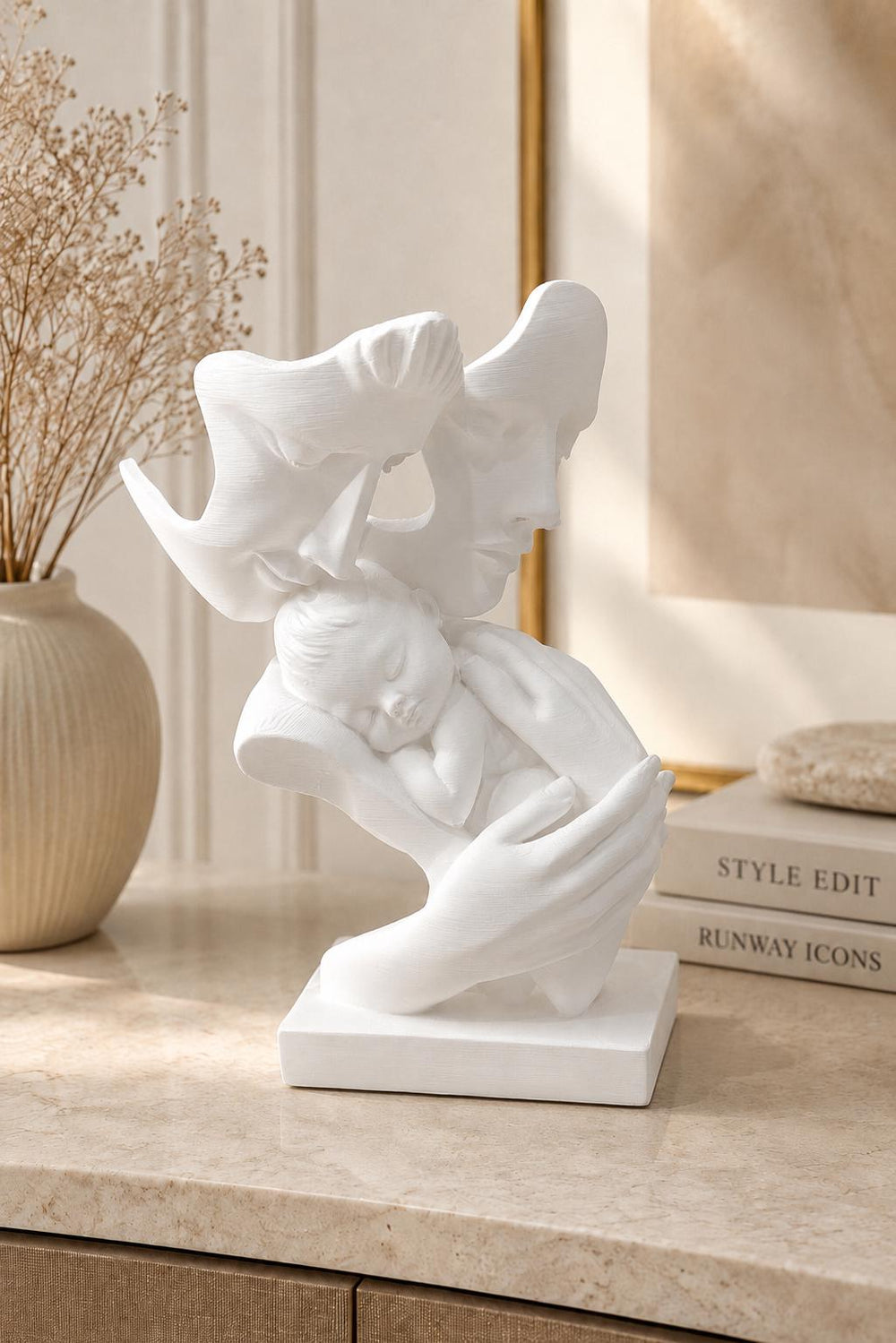 Mother and Baby Abstract Statue | Guardian Angel Sculpture | New Mum Gift | Family Statue