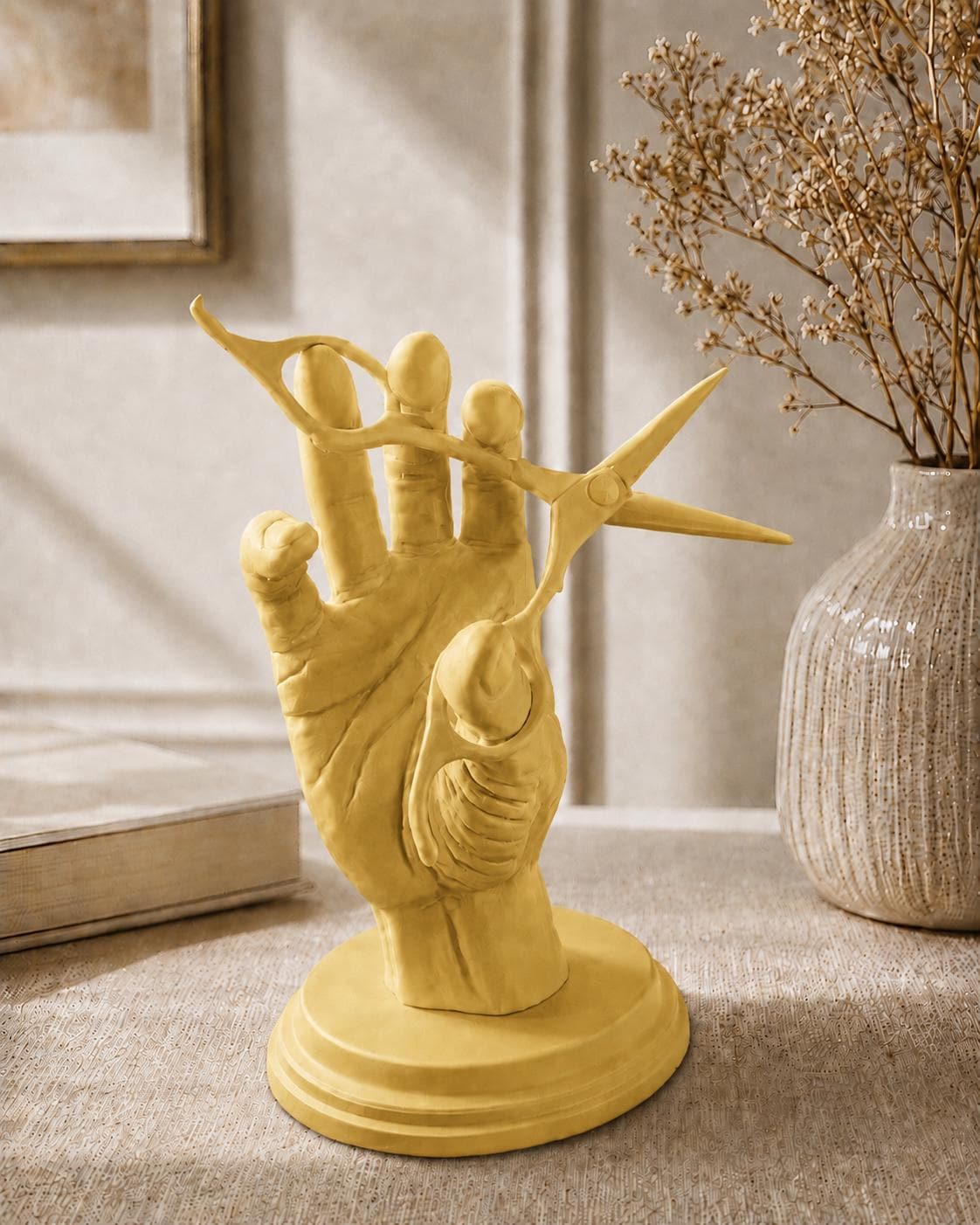 Hairdresser Hand Statue | Scissors Sculpture | Hairstylist Salon Decor | Barber Ornament | Salon Shelf Decor Gift