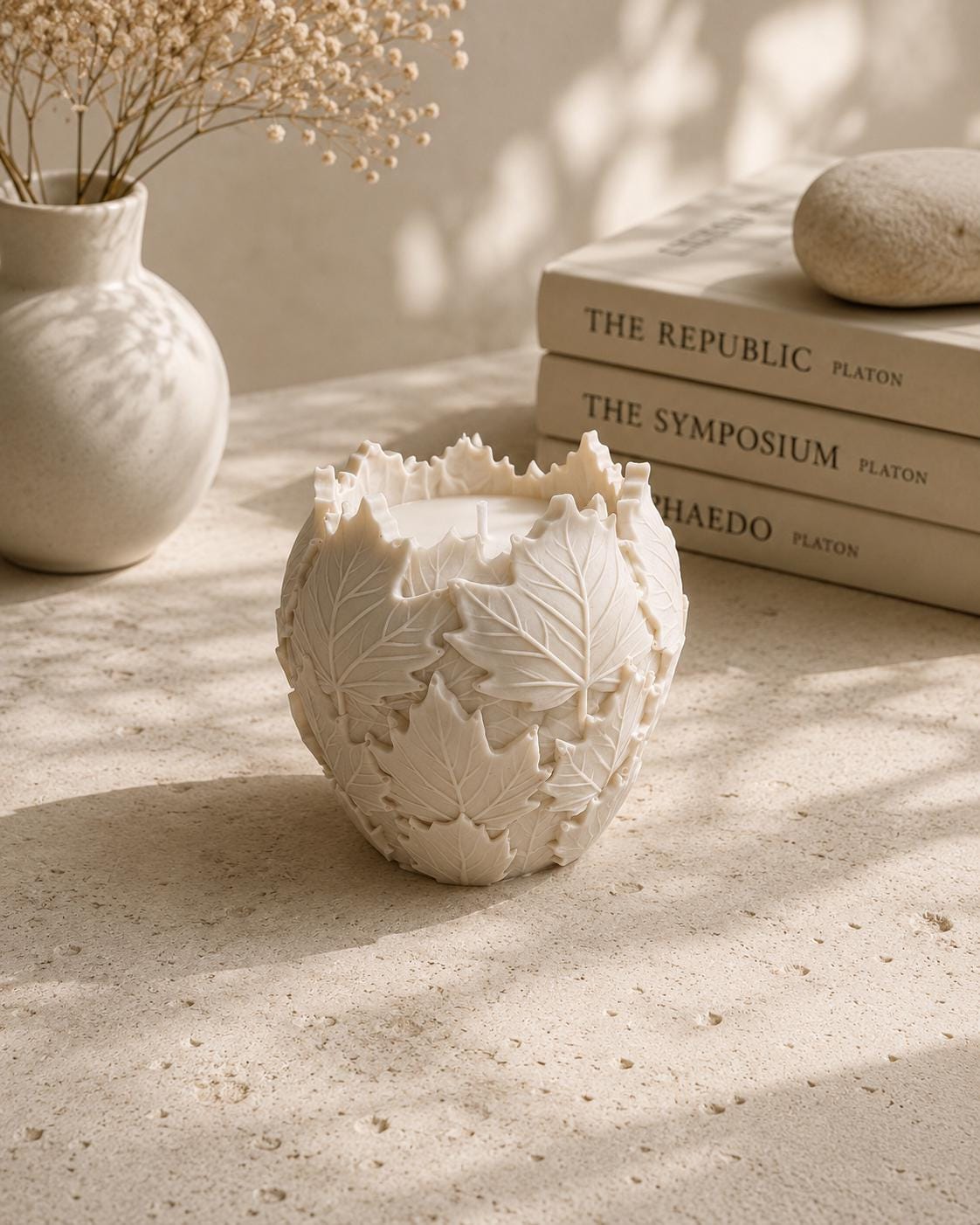 Maple Leaf Candle Holder | Botanical Candle | Neutral Home Decor | Housewarming Gift for Her