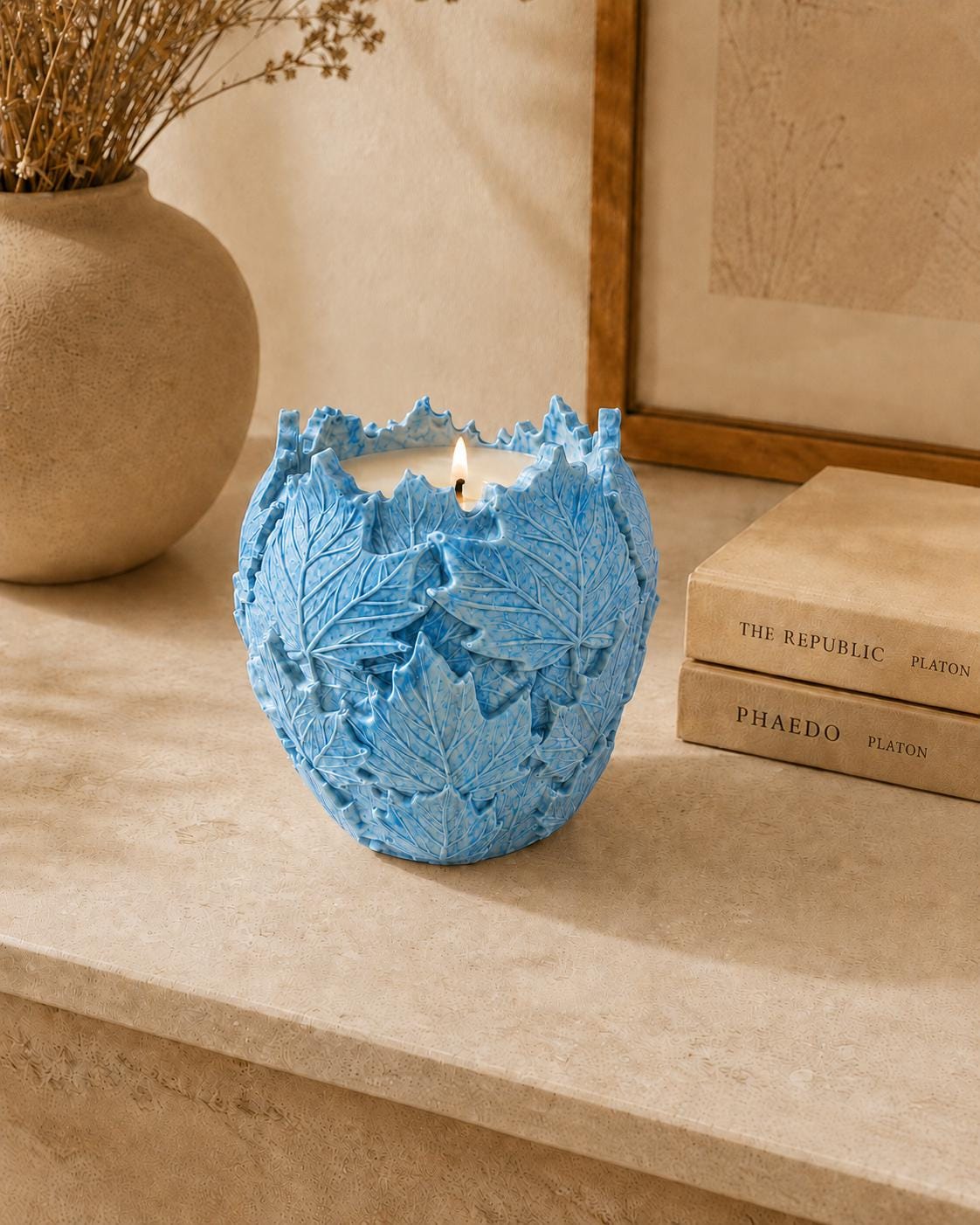 Maple Leaf Candle Holder | Botanical Candle | Neutral Home Decor | Housewarming Gift for Her