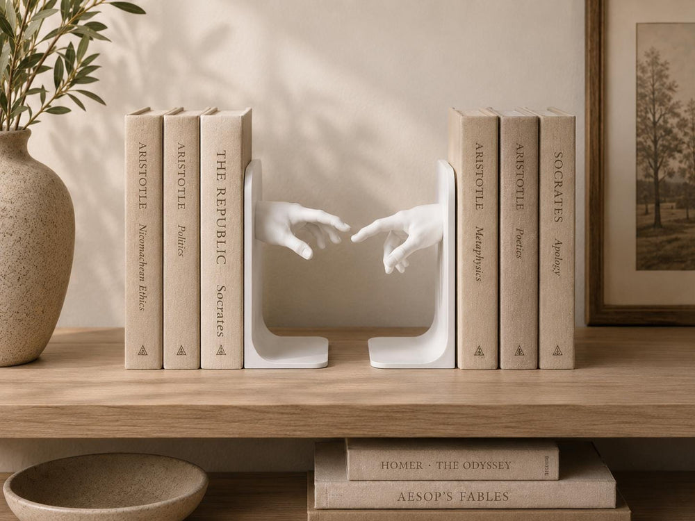 Bookends | Classical Hands Statue Decor | Minimalistic Book Holder | Art Lover Home Decor Gift