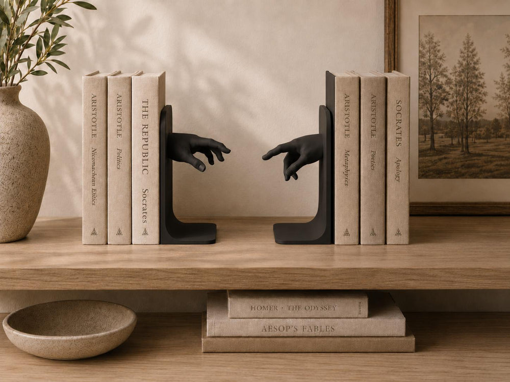 Bookends | Classical Hands Statue Decor | Minimalistic Book Holder | Art Lover Home Decor Gift