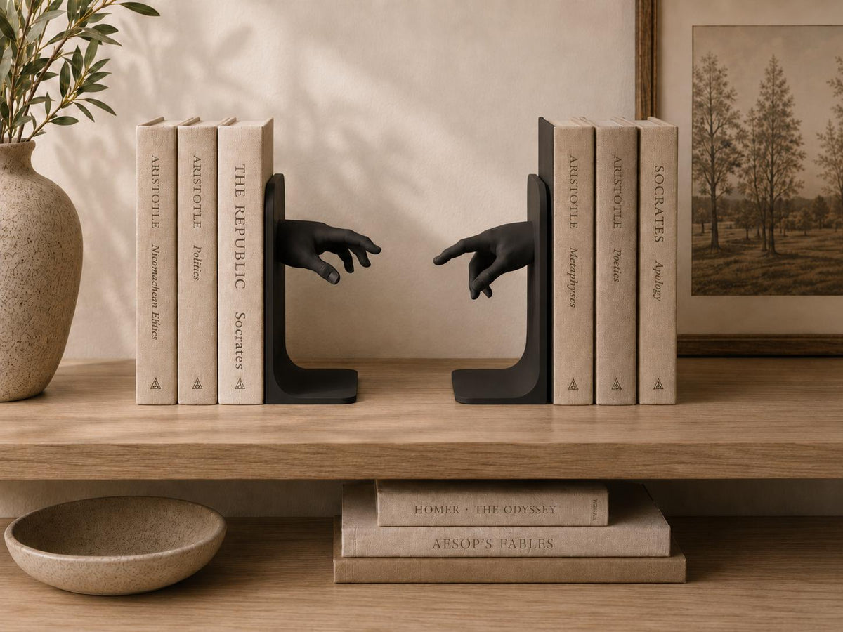 Bookends | Classical Hands Statue Decor | Minimalistic Book Holder | Art Lover Home Decor Gift